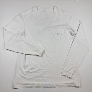Vineyard Vines Men's Long Sleeve Tee Shirt White I LOVE TEXAS‎ Size Medium